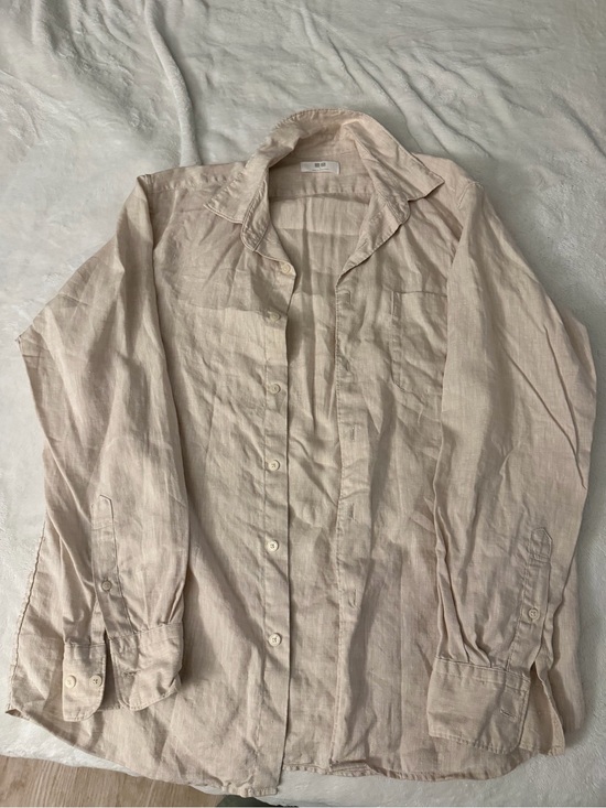 Uniqlo Other - Uniqlo Men's Light Beige Linen Shirt Jacket